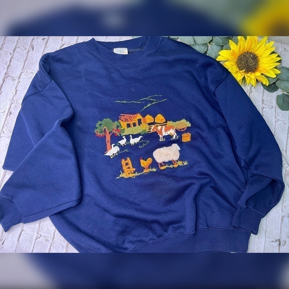 Vintage 80s 90s Acorn Leisure Embroidered Mom Teacher Sweatshirt L XL